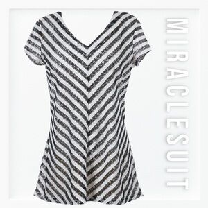 Miraclesuit Layered Geometric Pattern Shapewear Top sz XL